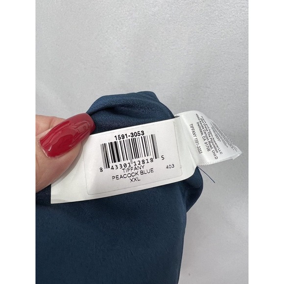 DRESS THE POPULATION Tiffany One-Shoulder Midi Dress Peacock Blue Plus Size XXL - Picture 13 of 14